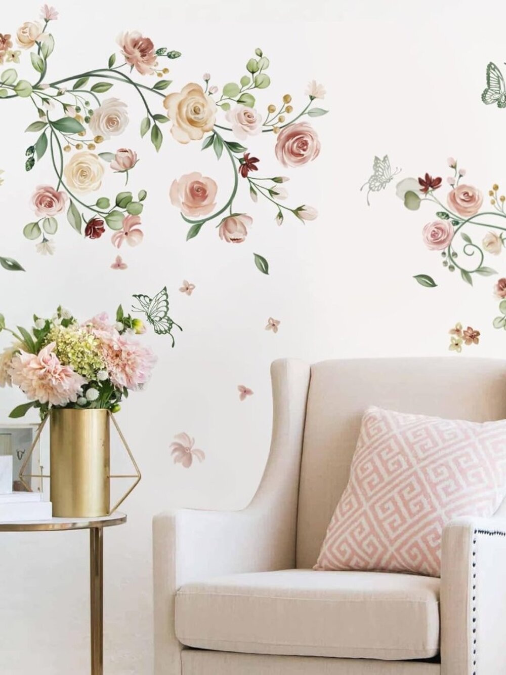 Rose Vine Flower Wall Decals Garden Floral Wall Stickers